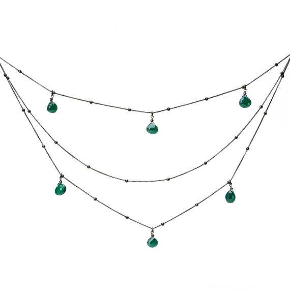 Colar Voltas Negro Amazonita Verde