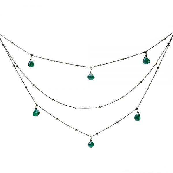 Colar Voltas Negro Amazonita Verde