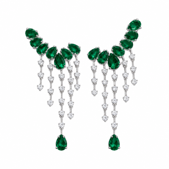 Brinco Ear Cuff Layla  Esmeralda Fusion  Prata 925