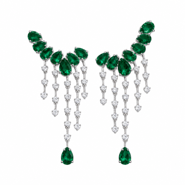 Brinco Ear Cuff Layla  Esmeralda Fusion  Prata 925