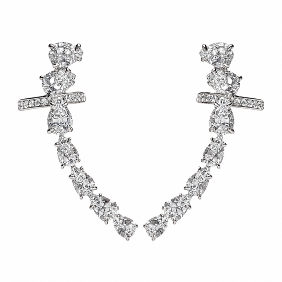 Brinco Ear Cuff Gotas Delicadas Zircônias Prata 925