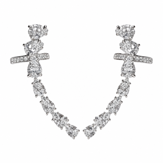 Brinco Ear Cuff Gotas Delicadas Zircônias Prata 925
