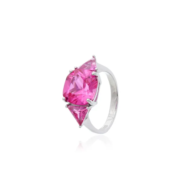 Anel Three Stones Pink