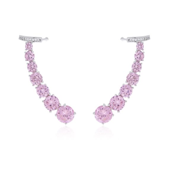 Brinco Ear Cuff Pontos Luz Kunzita Prata 925