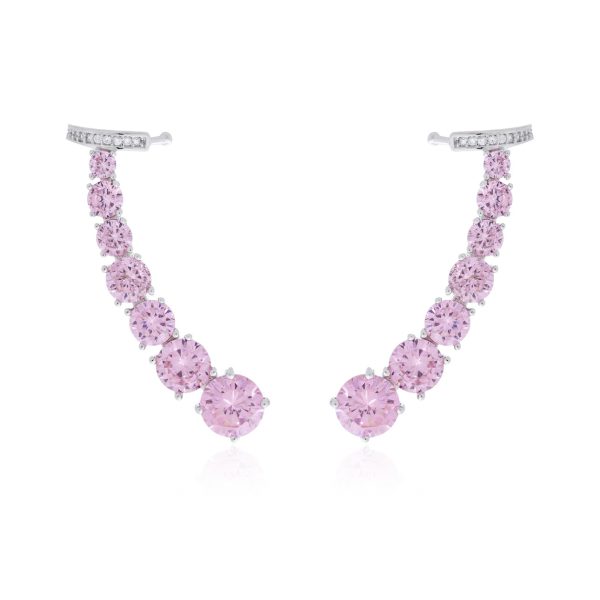 Brinco Ear Cuff Pontos Luz Kunzita Prata 925
