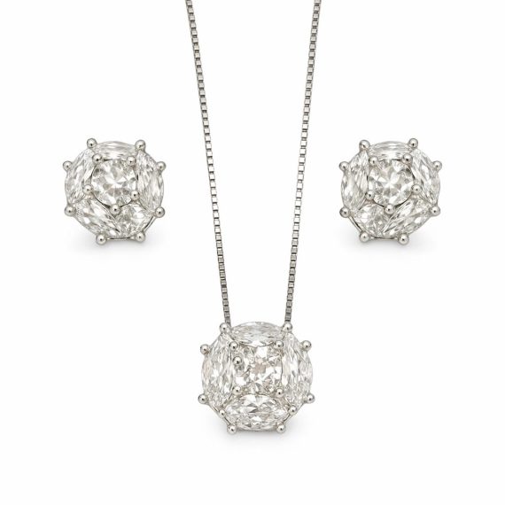 Conjunto Solitário Ilusion Zircônia Prata925