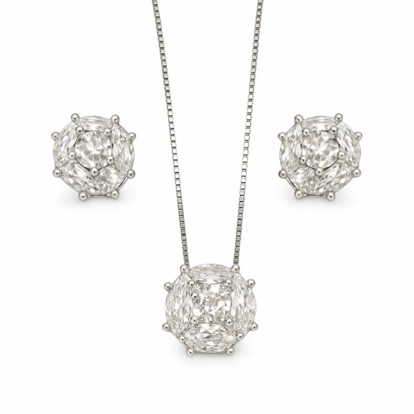 Conjunto Solitário Ilusion Zircônia Prata925