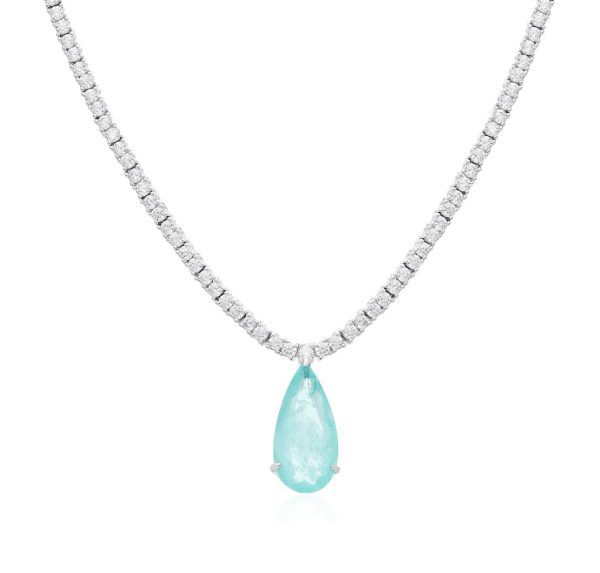 Colar Riviera Gota Azul  Prata 925