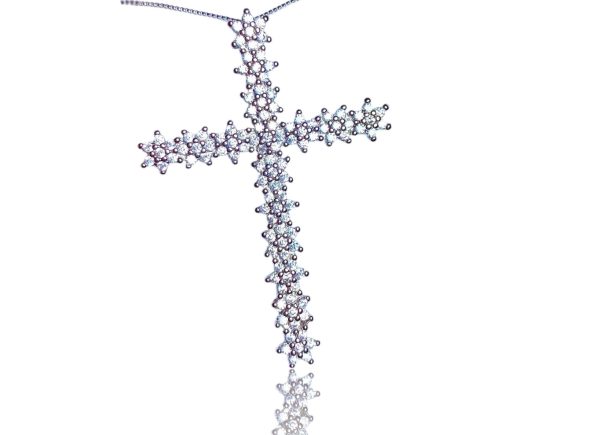 Colar Crucifixo Florzinhas Cravejadas Zircônias