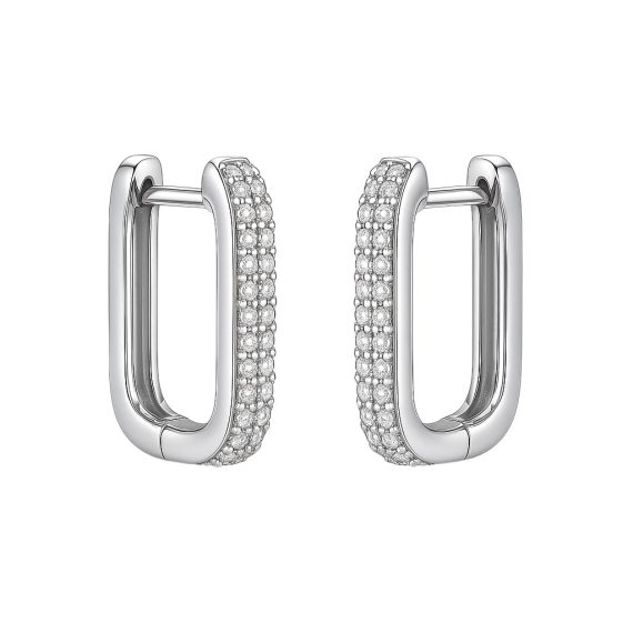Brinco Argola Quadrada Micro Cravejado Prata925