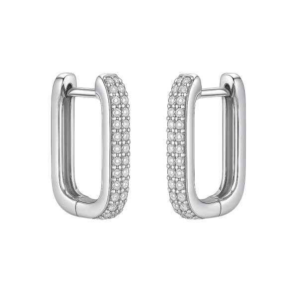 Brinco Argola Quadrada Micro Cravejado Prata925