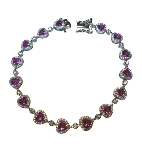 Pulseira Riviera Vários Corações Pink Prata 925 - Image 5