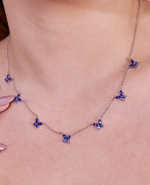 Conjunto Borboletinhas Tanzanita Prata 925 - Imagem 2
