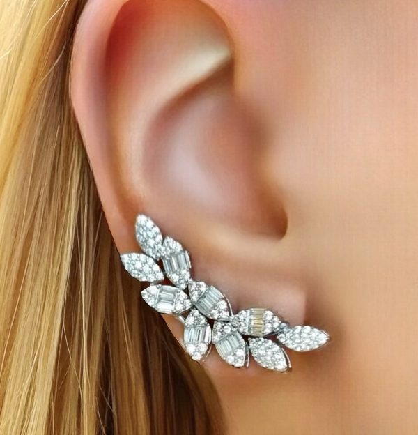 Brinco Ear Cuff Pétalas Baguettes Zircônias - Imagem 2