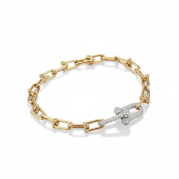 Pulseira Inspired Elos Lisos e Cravejados Gold