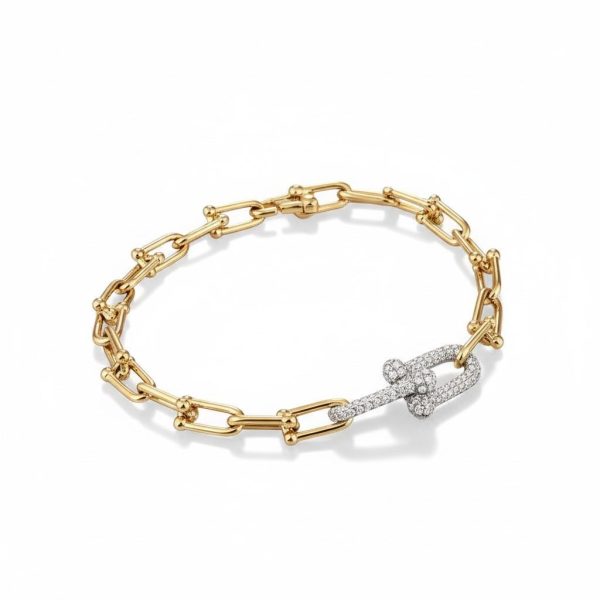 Pulseira Inspired Elos Lisos e Cravejados Gold