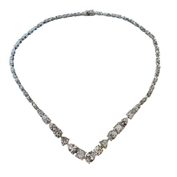 Colar Riviera Luxo Frente Formas Prata 925