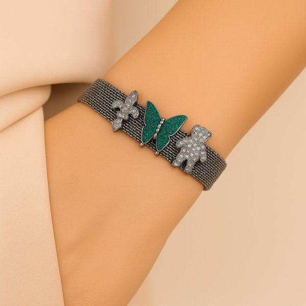 Pulseira de aço em malha Com berloques - Imagem 2