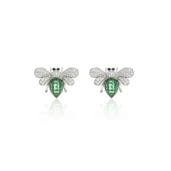Brinco Bee Esmeralda Cravação Invisível