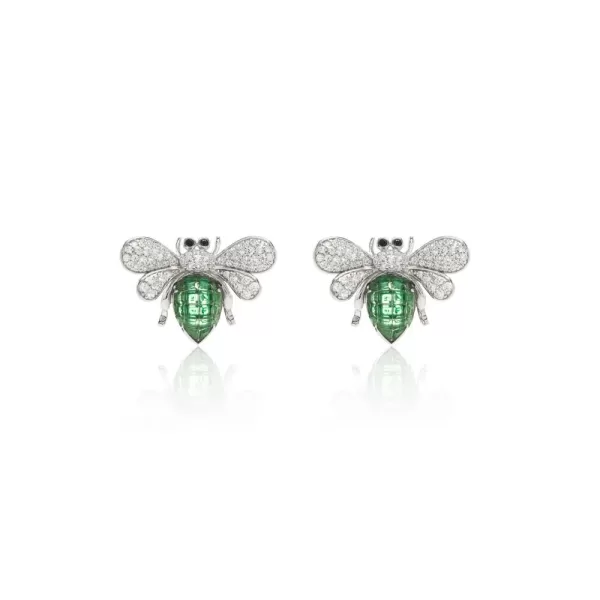 Brinco Bee Esmeralda Cravação Invisível