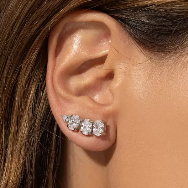 Brinco Ear Cuff Ovais Zirconias Prata 925 - Imagem 2
