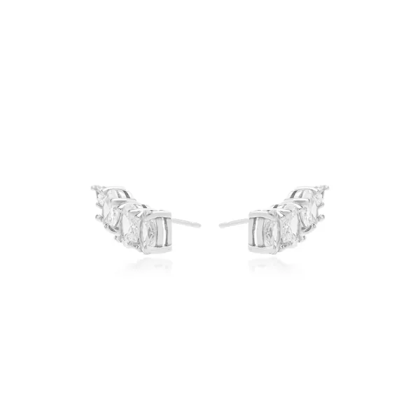 Brinco Ear Cuff Ovais Zirconias Prata 925 - Imagem 4