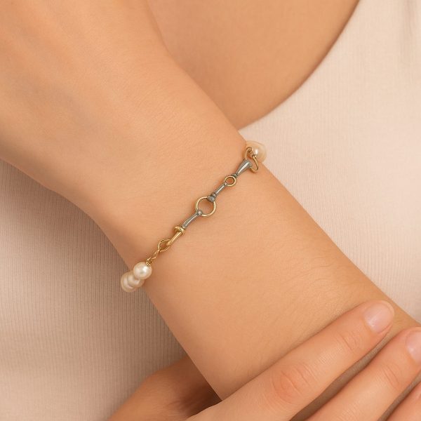Pulseira Pérolas Naturais com Banho Ouro e Prata - Imagem 2