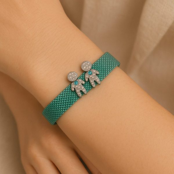 Pulseira de aço em malha Com berloques - Imagem 2