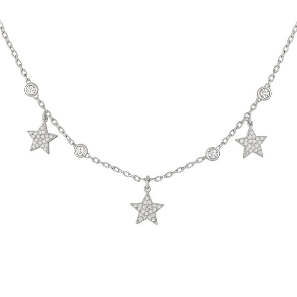 Choker Stars Pendentes Luxo Cristais Prata 925
