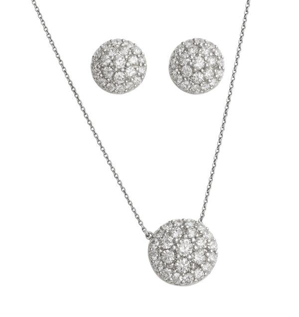 Conjunto Chuveiro Redondo Zircônia Prata 925  