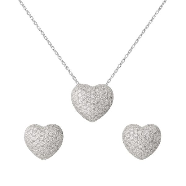 Conjunto Coração Micro Zircônias Brancas Joias - Imagem 5