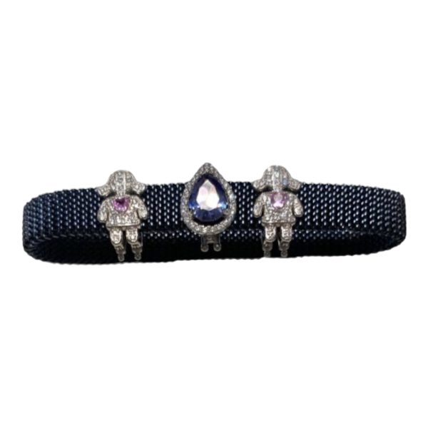 Pulseira de aço em malha Com berloques