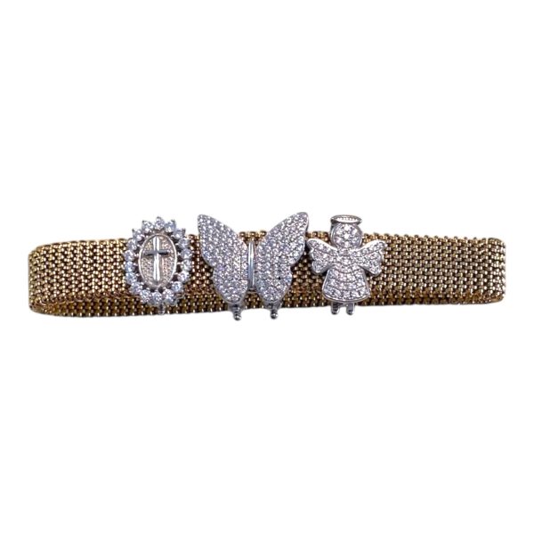 Pulseira de aço em malha Com berloques