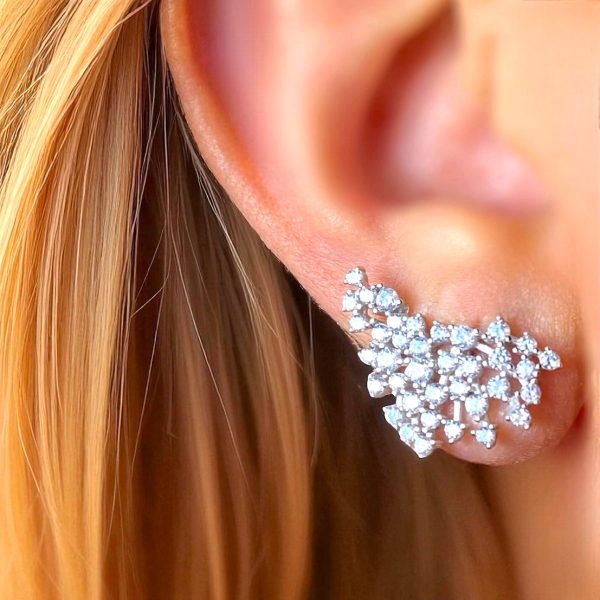Brinco Ear Cuff Pontinhos Zircônias Prata 925 - Imagem 3