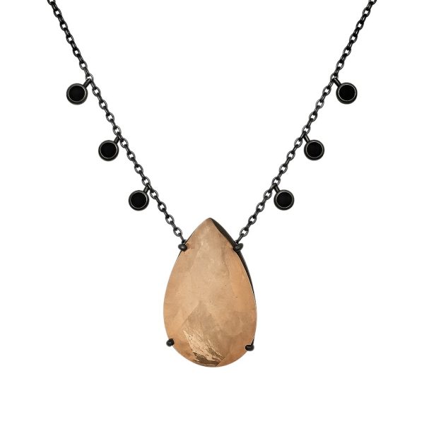 Colar Gota Morganita Fusion Negro Prata 925