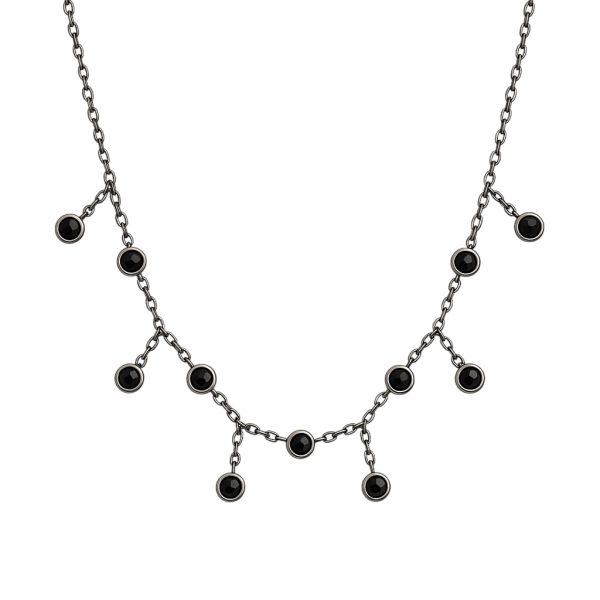 Choker Pontos Delicados de Luz Negro Prata 925
