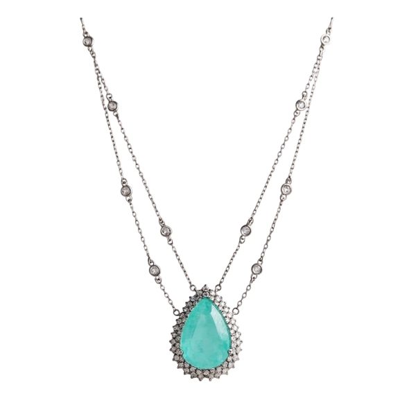 Colar Gota Luxo Colombiana Fusion Zircônia Prata 925