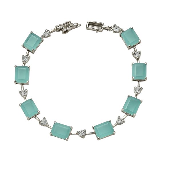 Pulseira Quadrados Agua Marinha Leitosa