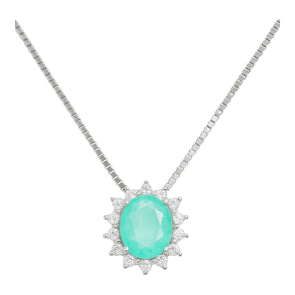 Colar Oval Real Esmeralda Colombiana Fusion Prata 925
