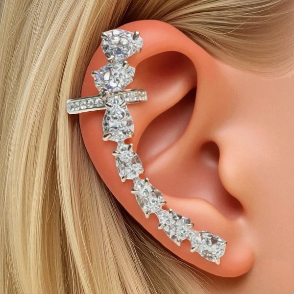 Brinco Ear Cuff Gotas Delicadas Zircônias Prata 925 - Imagem 2