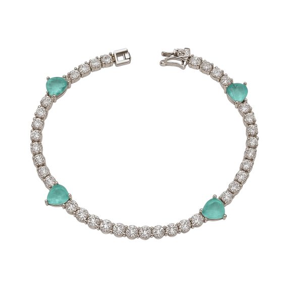 Pulseira Riviera Cristais Corações Colombiana Joias
