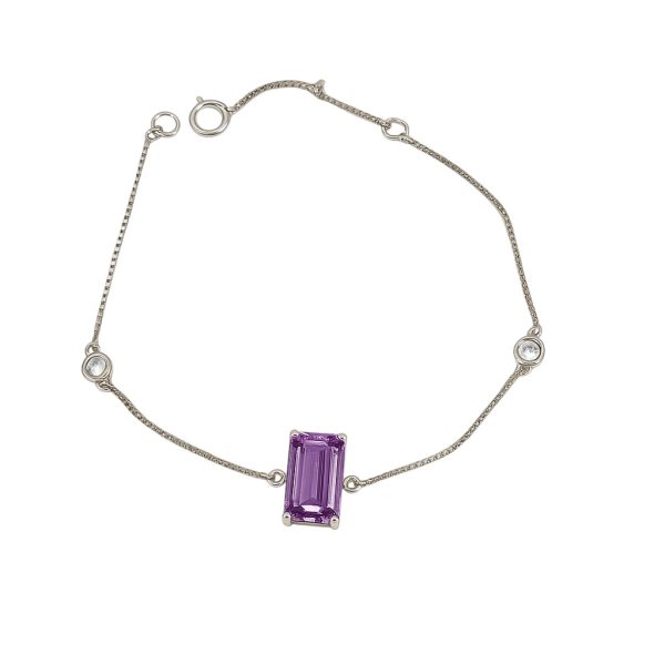 Pulseira Retangular Kunzita Prata 925