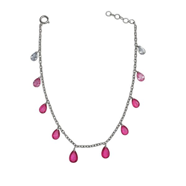 Pulseira Gotinhas Tons Rosa Cristais