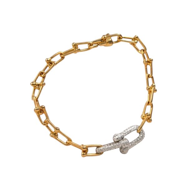 Pulseira Inspired Elos Lisos e Cravejados Gold