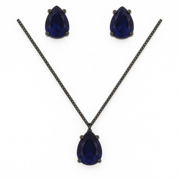 Conjunto Gota Pequeno Safira Negro - Imagem 2