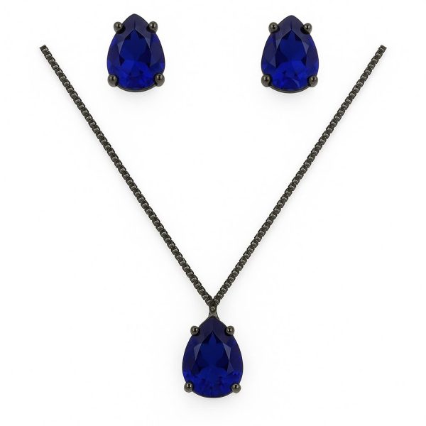 Conjunto Gota Mini Safira Negro