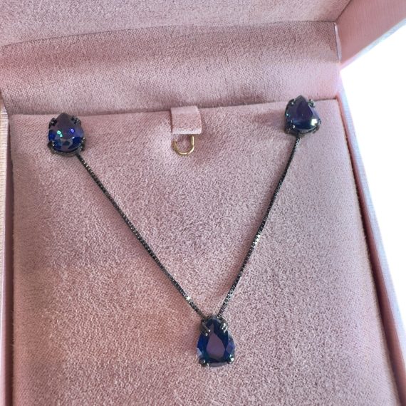Conjunto Gota Pequeno Safira Negro