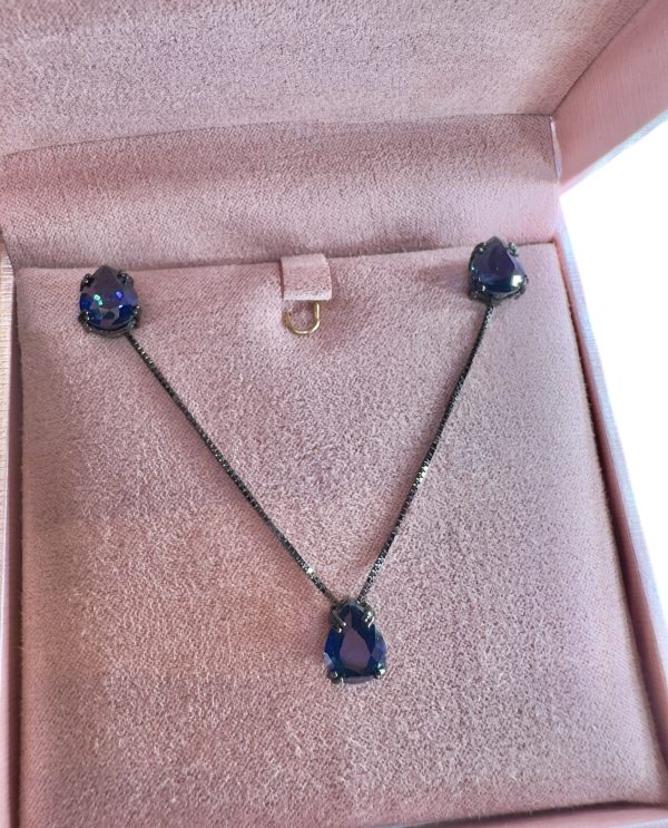 Conjunto Gota Pequeno Safira Negro