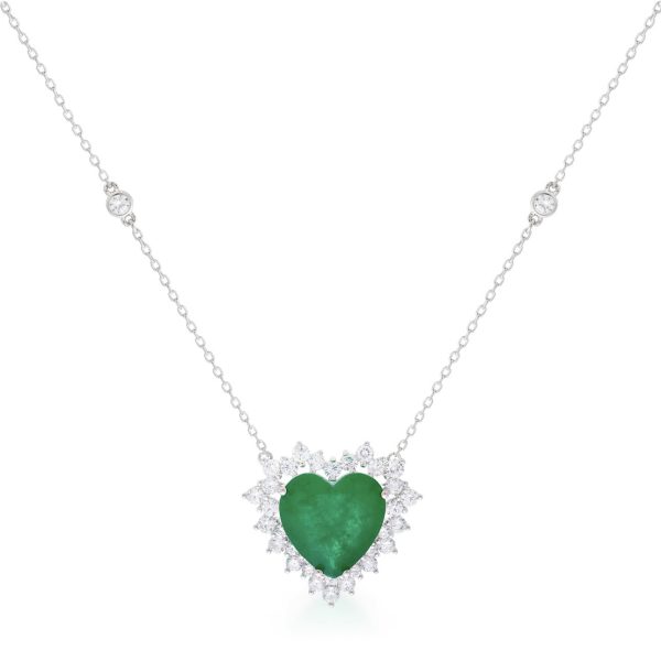 Colar Coração Luxo Esmeralda Fusion Zircônias Joias