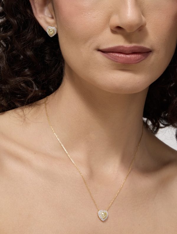 Conjunto Heart Ouro Fancy Yellow Prata 925 - Imagem 3